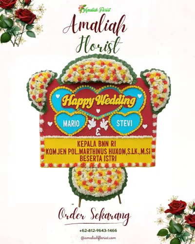 Karangan Papan Bunga Pernikahan di Sumbergondo